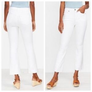 Loft High Waist Kick Crop in White 27